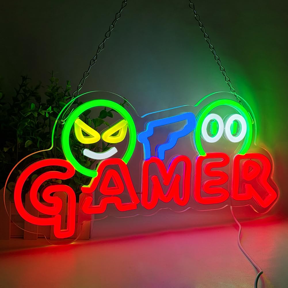 Wedding Lighting And Decor - ゲーマー向けネオンサインLEDウォールライト、カスタマイズ可能なカラフルなゲーミングネオンランプ、ゲームルームセットアップ、男の隠れ家、ゲーミングゾーン、寝室の装飾に