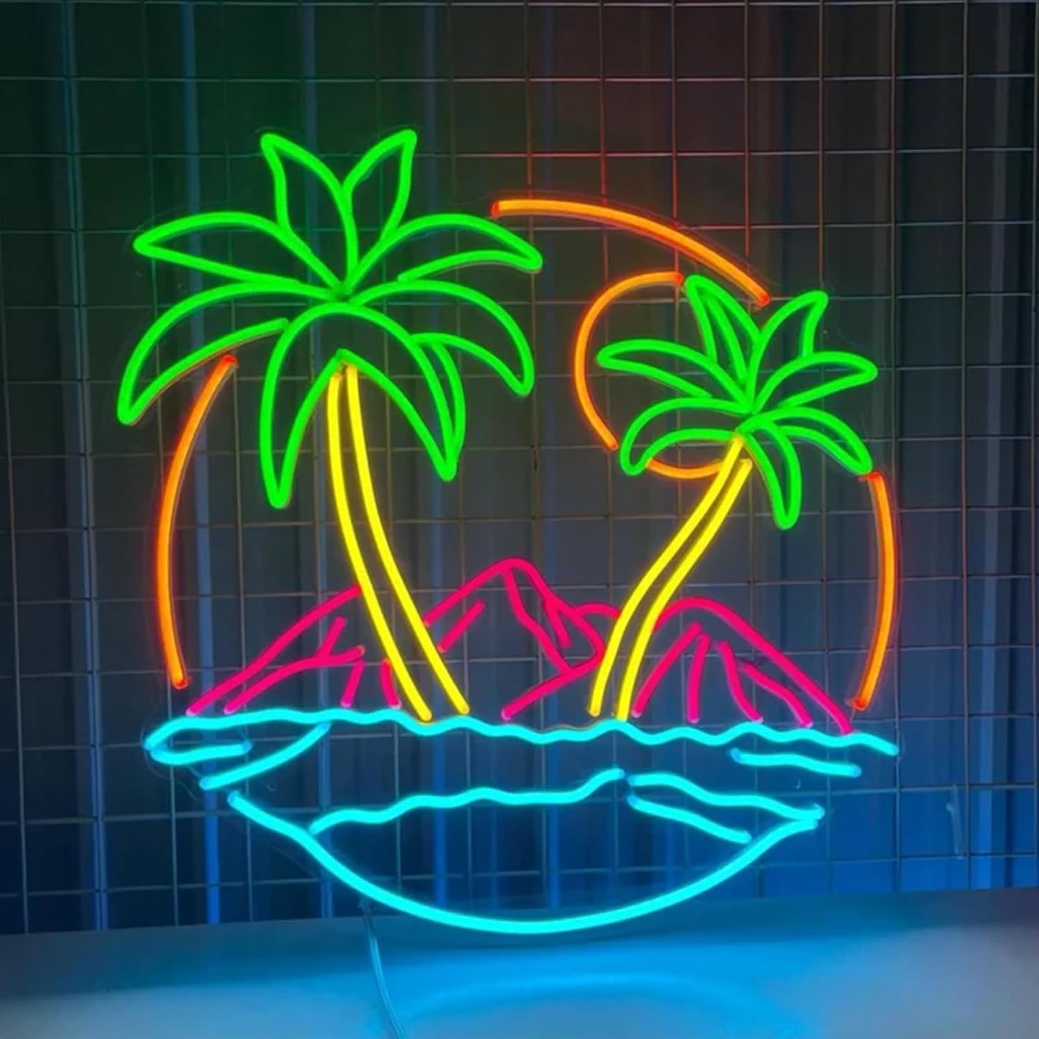 Lighting Decor Rentals - トロピカルパームツリーLEDネオンサインUSBネオンライトビーチパティオティキバー休暇レンタルサマーウォールデコレーションホリデーパーティーギフト