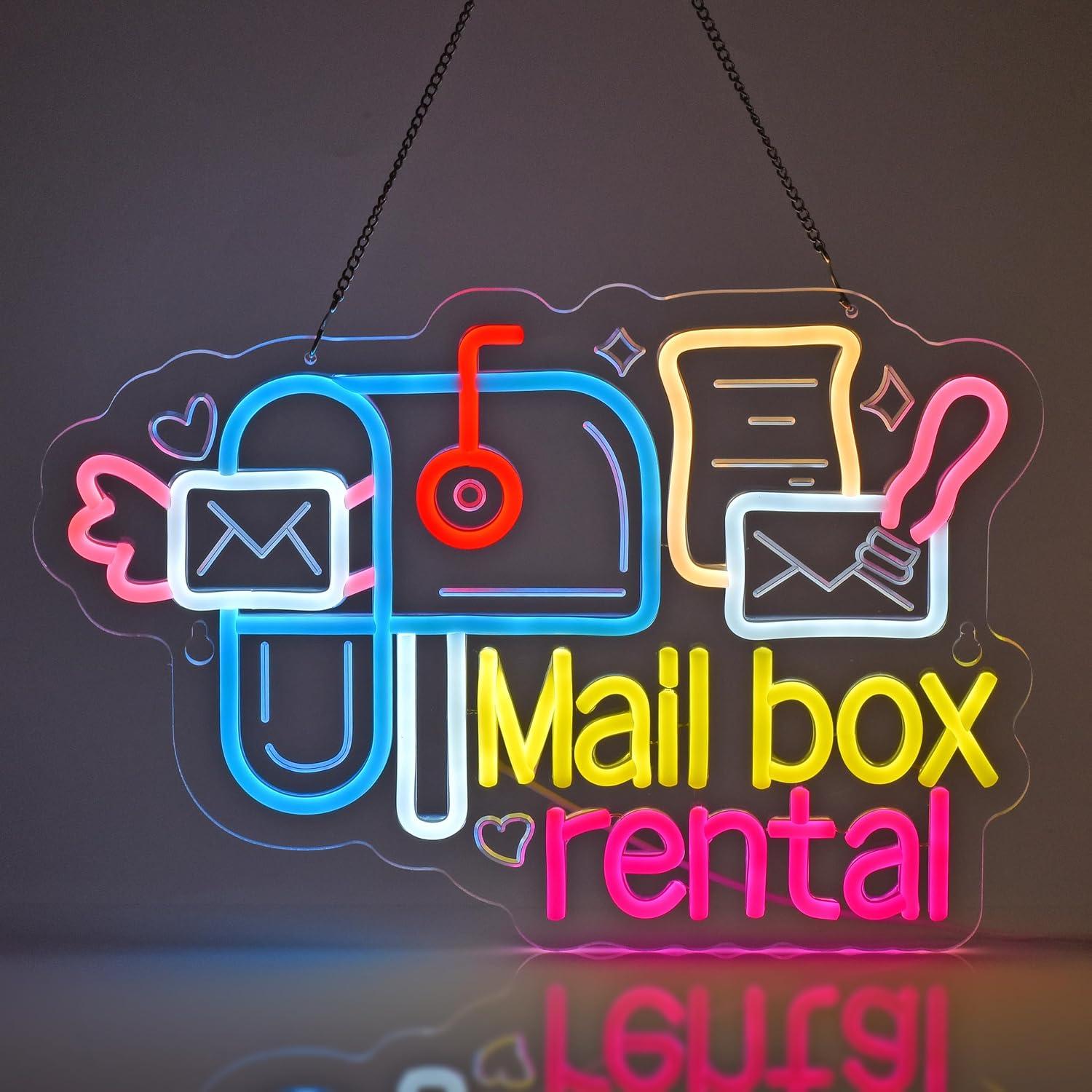Lighting Decor Rentals - メールボックスレンタルネオンサインUSB調光可能なLEDライト文具店配送サービスショップビジネス装飾ナイトライト