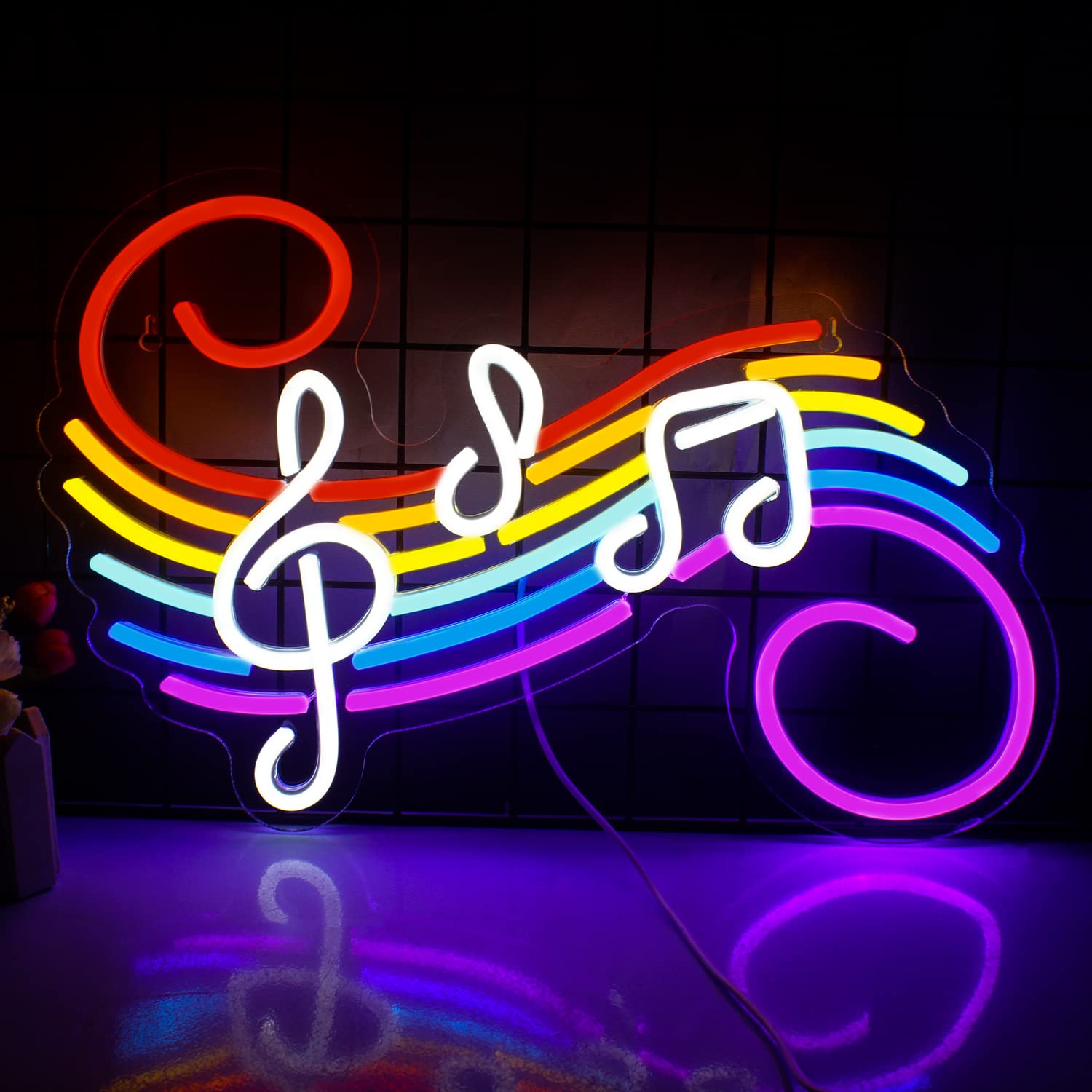 Wedding Lighting And Decor - 音符ネオンサイン カスタマイズ可能 カラフルなト音記号 LEDネオンライト 壁飾り 音楽スタジオ