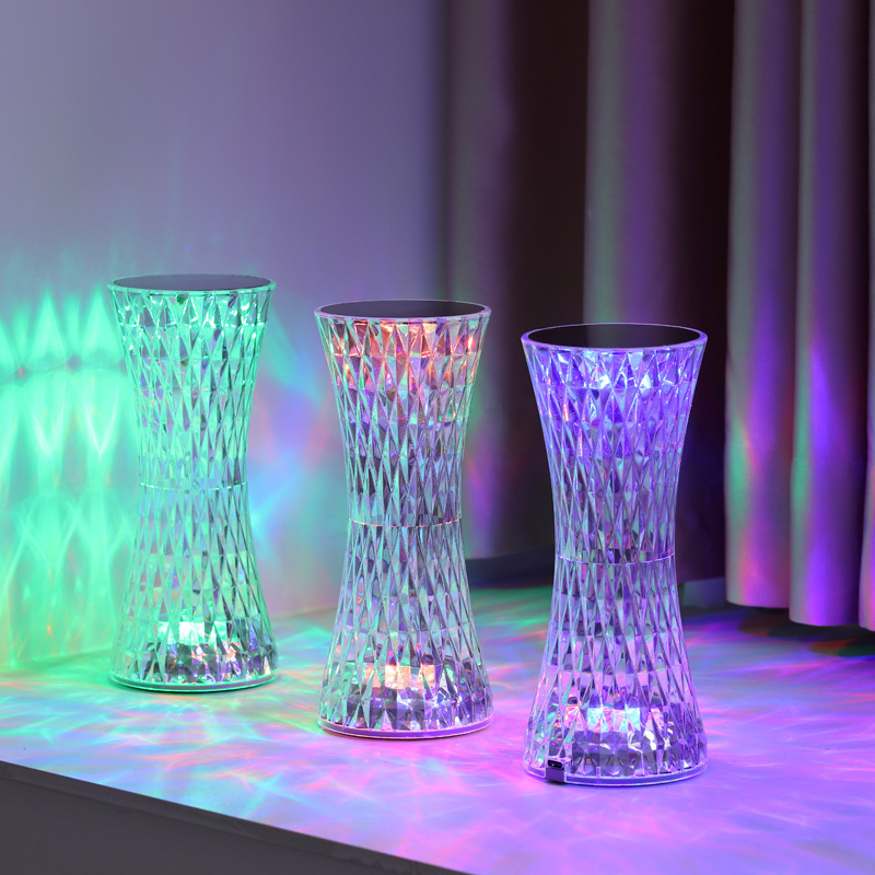Lighting Decoration In Bedroom - クリスタルベッドサイドテーブルランプクリスマスアクリル装飾ナイトライト寝室ベッドサイドLED照明ギフトダイヤモンドデスクランプUSB充電式
