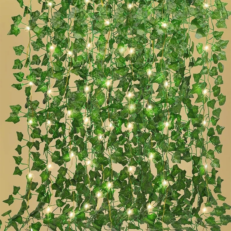 Lighting Decor For Diwali - 人工緑のツタの葉の花輪,吊り下げられた植物,部屋,庭,オフィス,結婚式,壁の装飾に適しています,210cm
