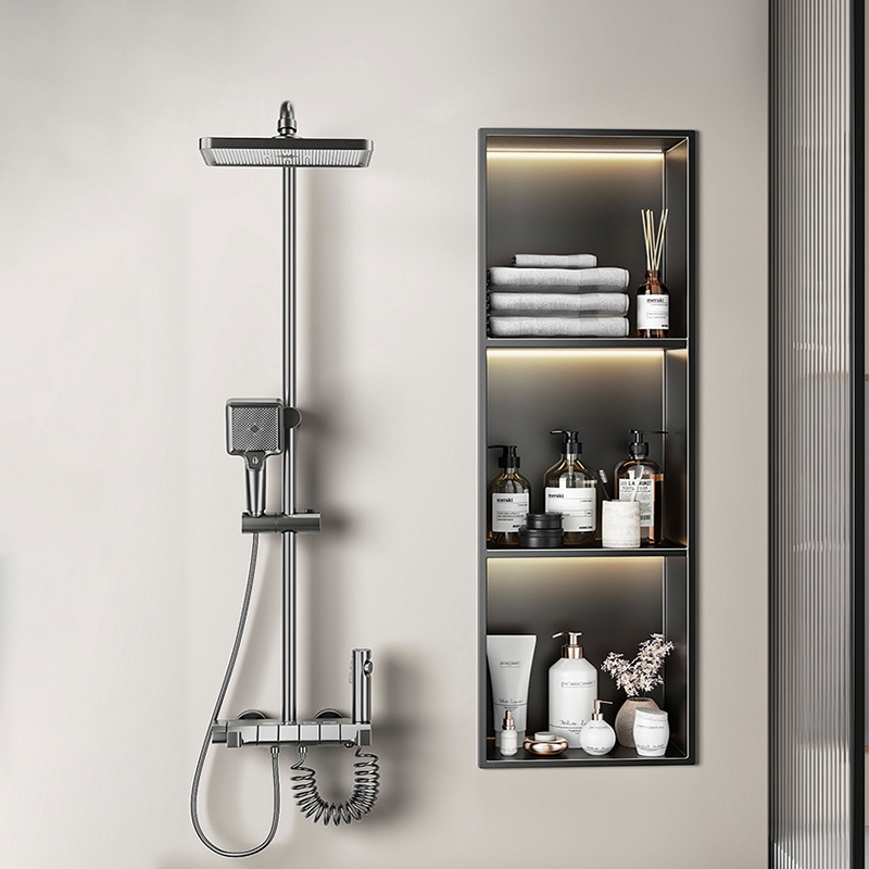 Lighting And Decor Magazine - マガジンラック、LEDライト付き装飾浴室シャワーニッチ、防水ステンレス鋼製壁ニッチ