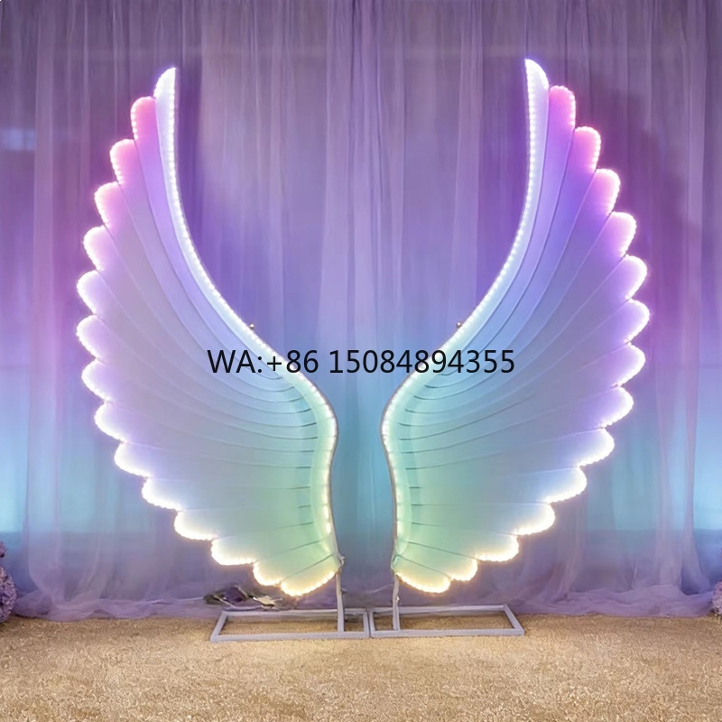 Wedding Lighting And Decor - 光る天使の羽ライト小道具 カラフルファンタジーLEDウィングス 結婚式ステージ背景装飾 イベントパーティーデコレーション用