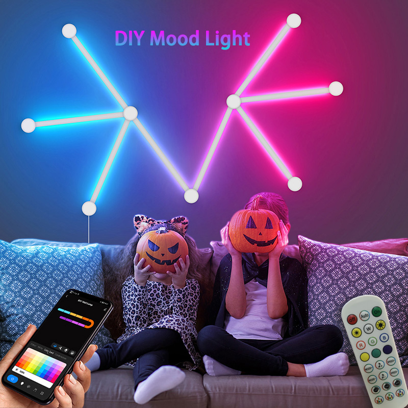 Lighting Decoration In Bedroom - スマートRGBウォールランプ、Bluetoothアプリ接続LEDライトバー（音楽パーティー用）、DIYテレビバックライト、寝室ゲーム用雰囲気装飾
