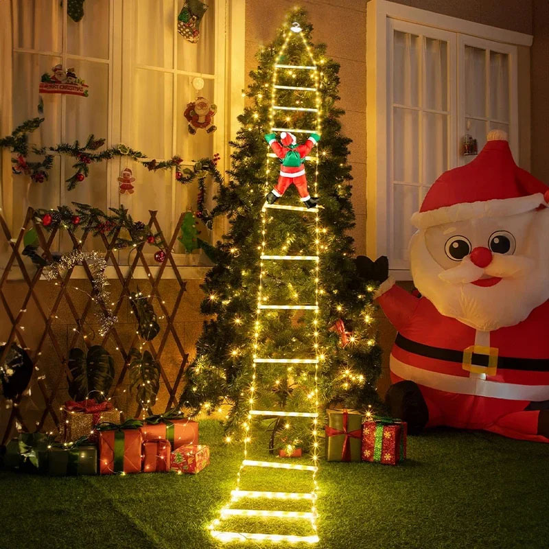 Lighting Tree Decor - LEDクリスマスライト クリスマス装飾用はしご型ライトストリング サンタクロース付き 室内/屋外 窓/庭/クリスマスツリー飾り
