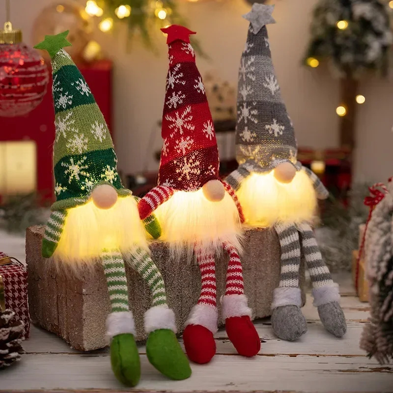 Lighting Tree Decor - クリスマス顔のない人形ノームオーナメント LEDライトぬいぐるみ編み物工芸品ツリーペンダントクリスマスデコレーションホームキッズギフト用