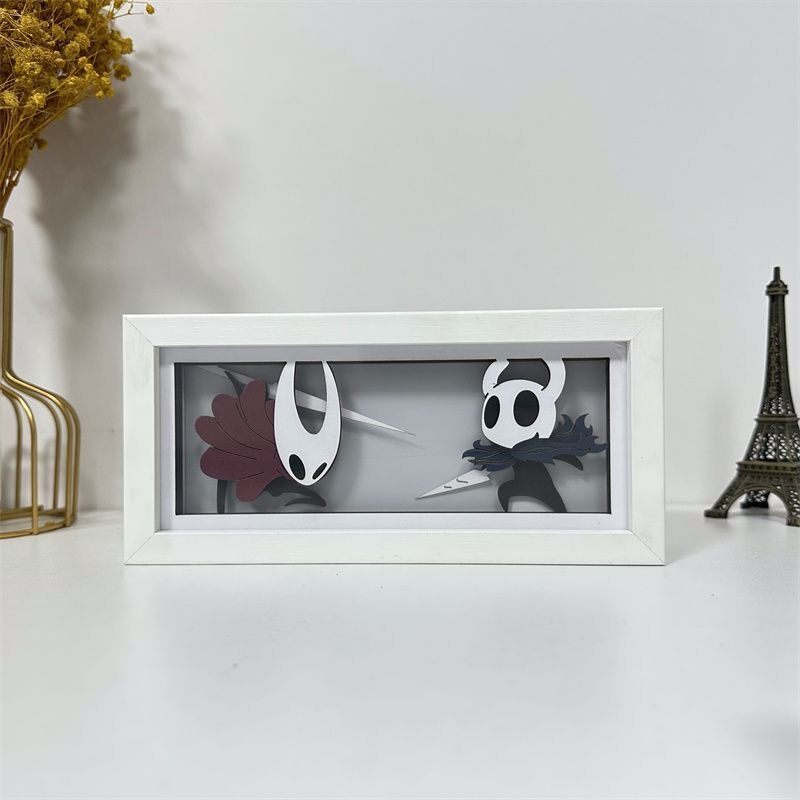 Lighting Room Decor Items - ホロウナイト ペーパーカットライトボックス LEDナイトライト ゲーム周辺機器 デスクトップ雰囲気ランプ ゲーミングルーム装飾
