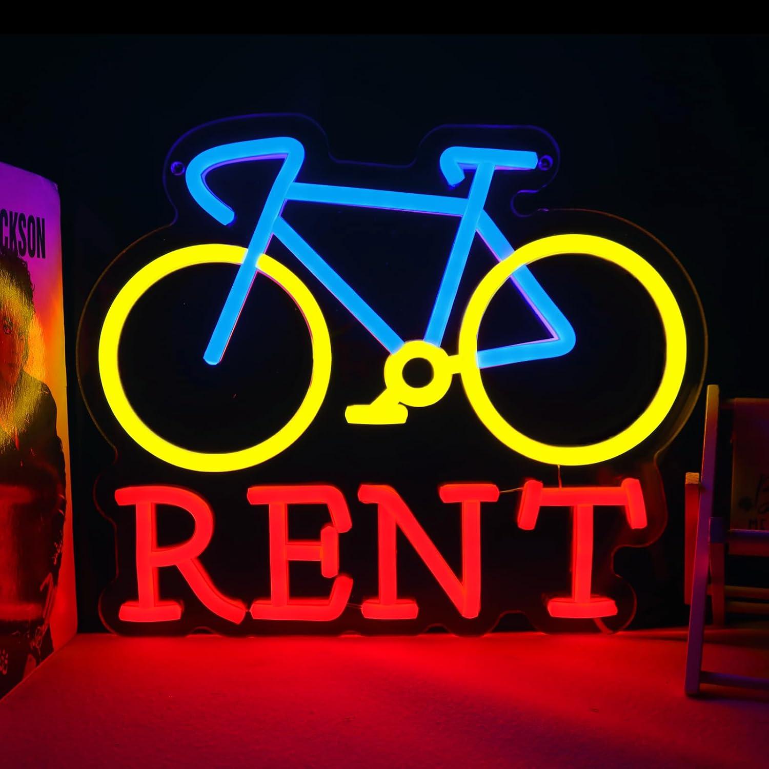 Lighting Decor Rentals - 自転車レンタル用ネオンサイン USB調光式LEDライト 自転車レンタル店 サイクリングストア ガレージ 壁装飾
