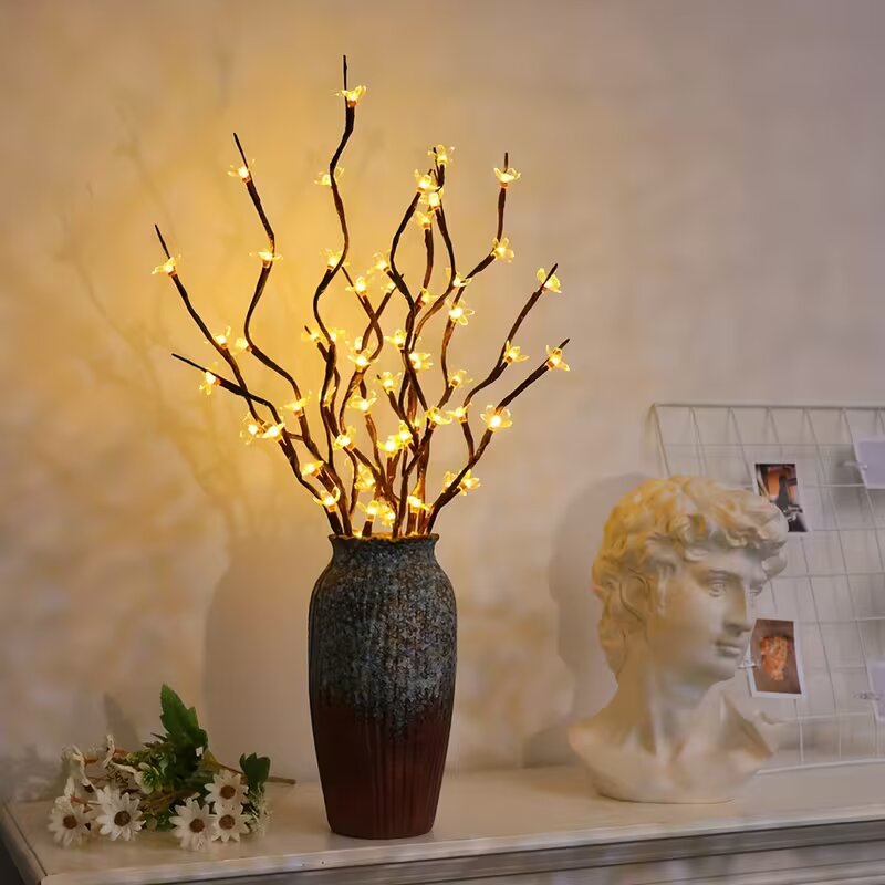 Lighting Tree Decor - 1/2PC 20LED 桜の枝ライト屋内屋外ホームデコレーションランプロマンチックな電池式テーブルライト花瓶用