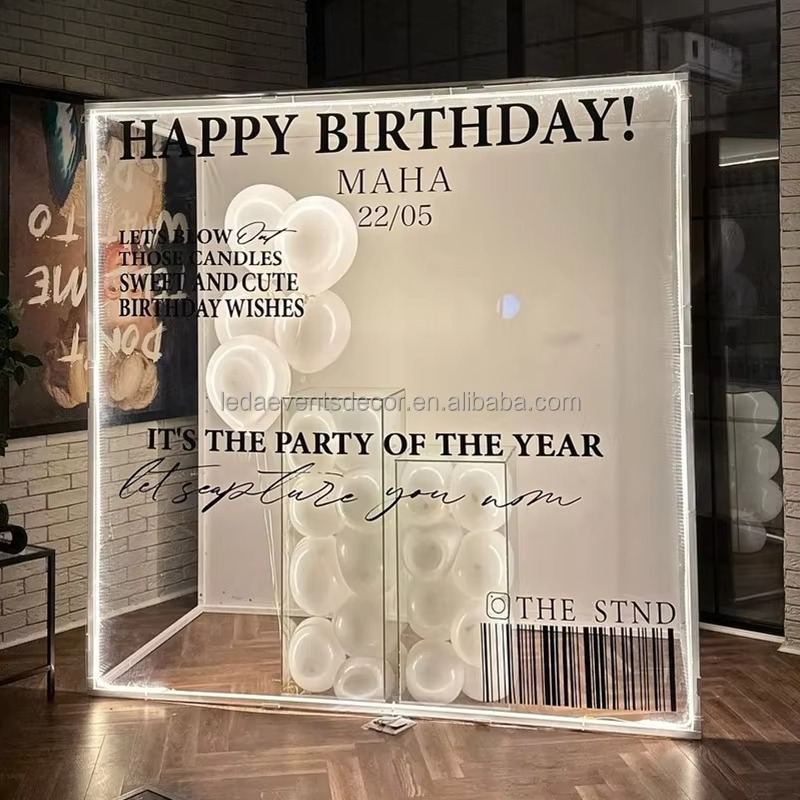 Lighting And Decor Magazine - 結婚式のメタルフレームフォトブース、LEDライト付きシルバー背景マガジンボックス、パーティーデコレーション