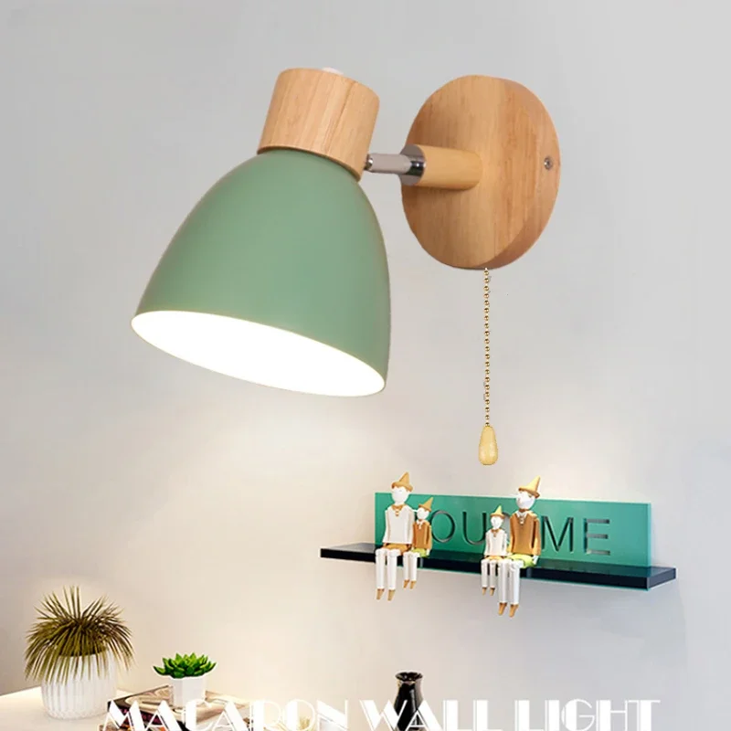 Foyer Lighting Wall Decor - 寝室用スコンス ノルディックウォールランプ 木製 リビングルーム ホーム照明 E27
