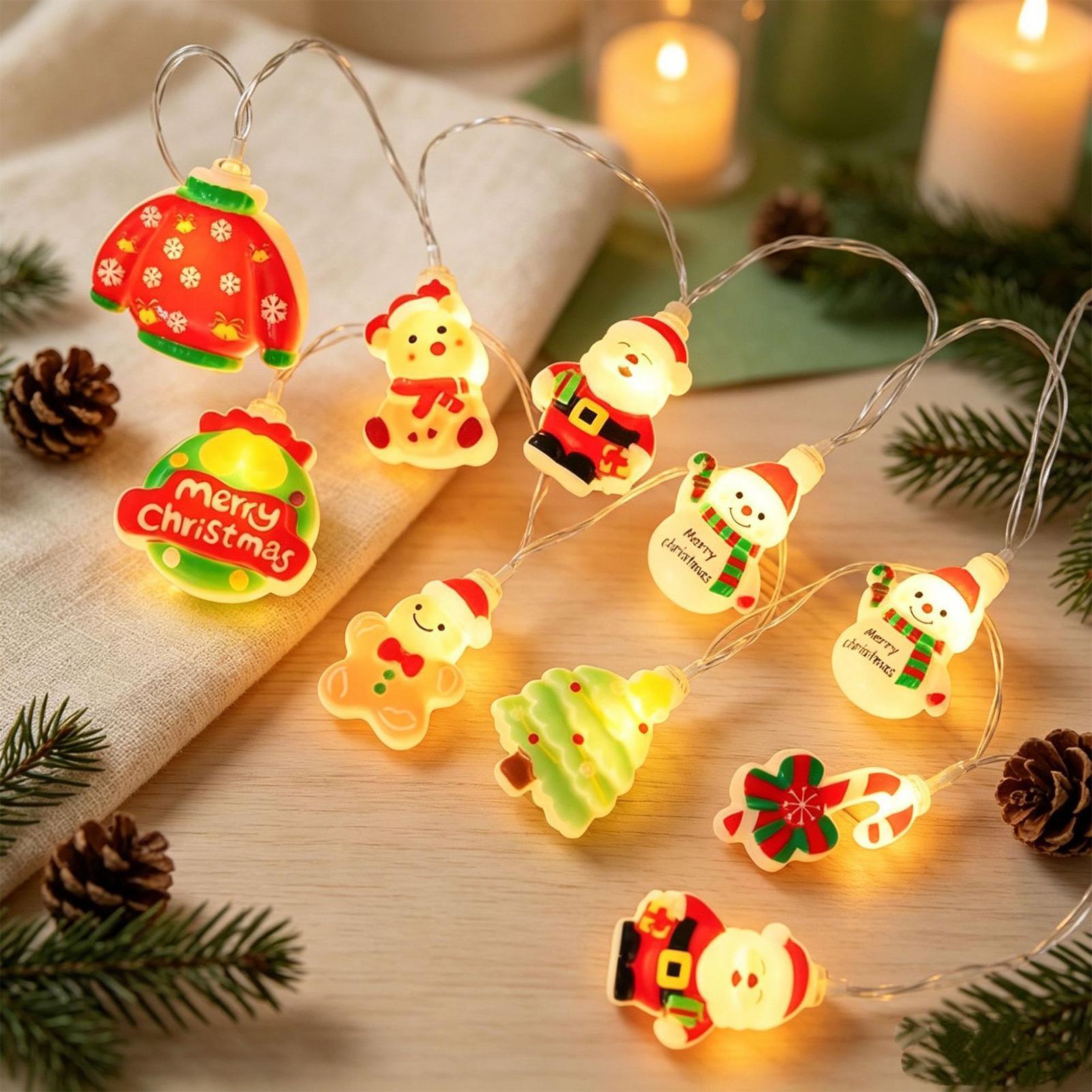 Lighting Tree Decor - サンタクロースストリングライト LEDサンタスノーマンキュートストリングライト クリスマスツリーハンギングデコレーション ポーチ、玄関、庭、パティオ、通路用