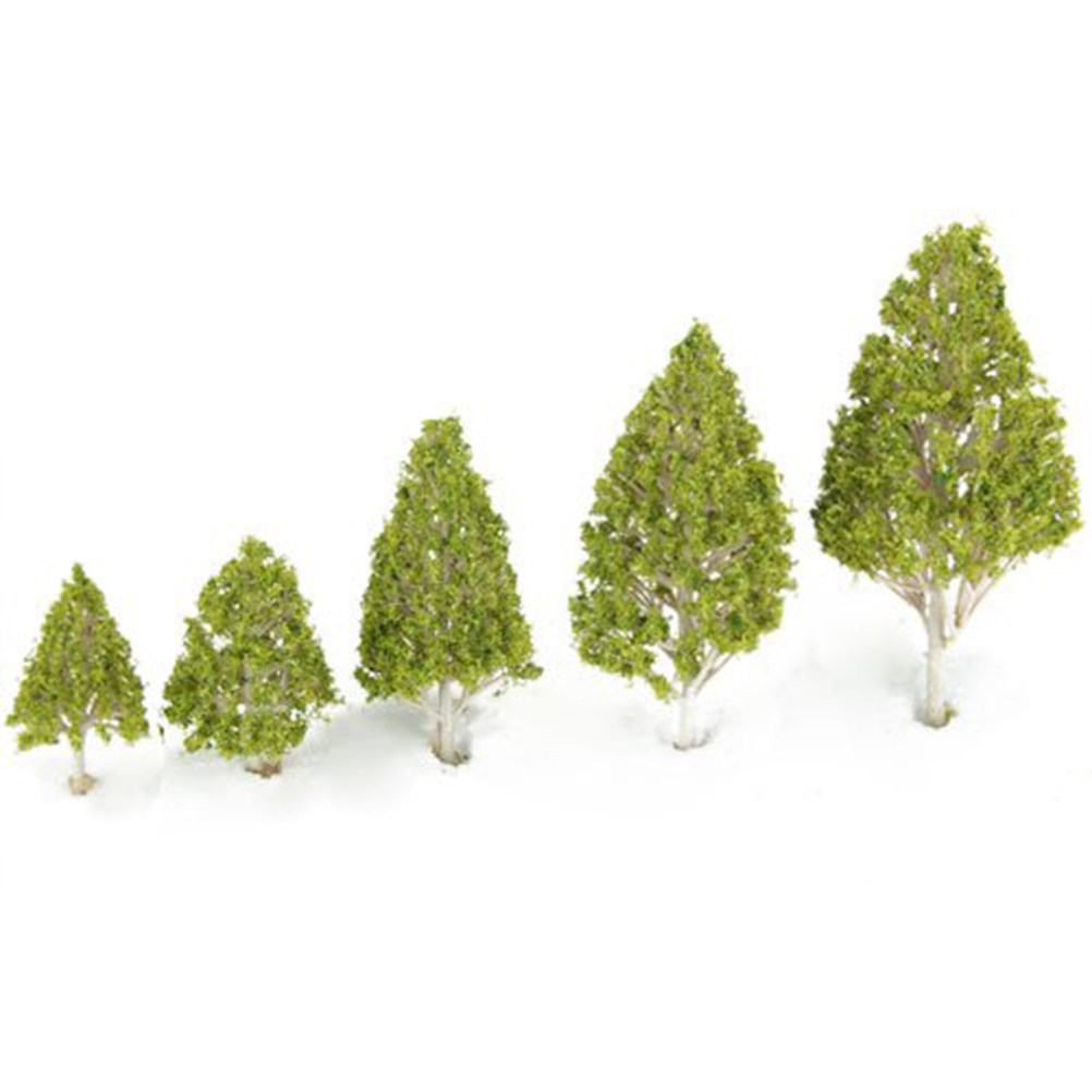 Lighting Tree Decor - 5個入り装飾用ホワイトポプラの木、ライトグリーンの葉、プラスチックセメント製、景観装飾、家の机、リビングルーム、キッチン用、ノベルティミニ