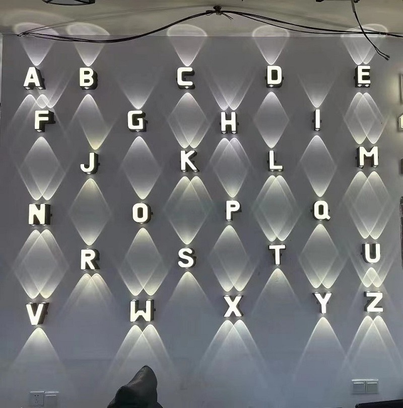 Lighting Decoration In Bedroom - 屋外IP65防水壁掛け照明 室内照明 ホームデコレーション 店舗・レストラン用広告文字 26文字モデル ウォールランプ