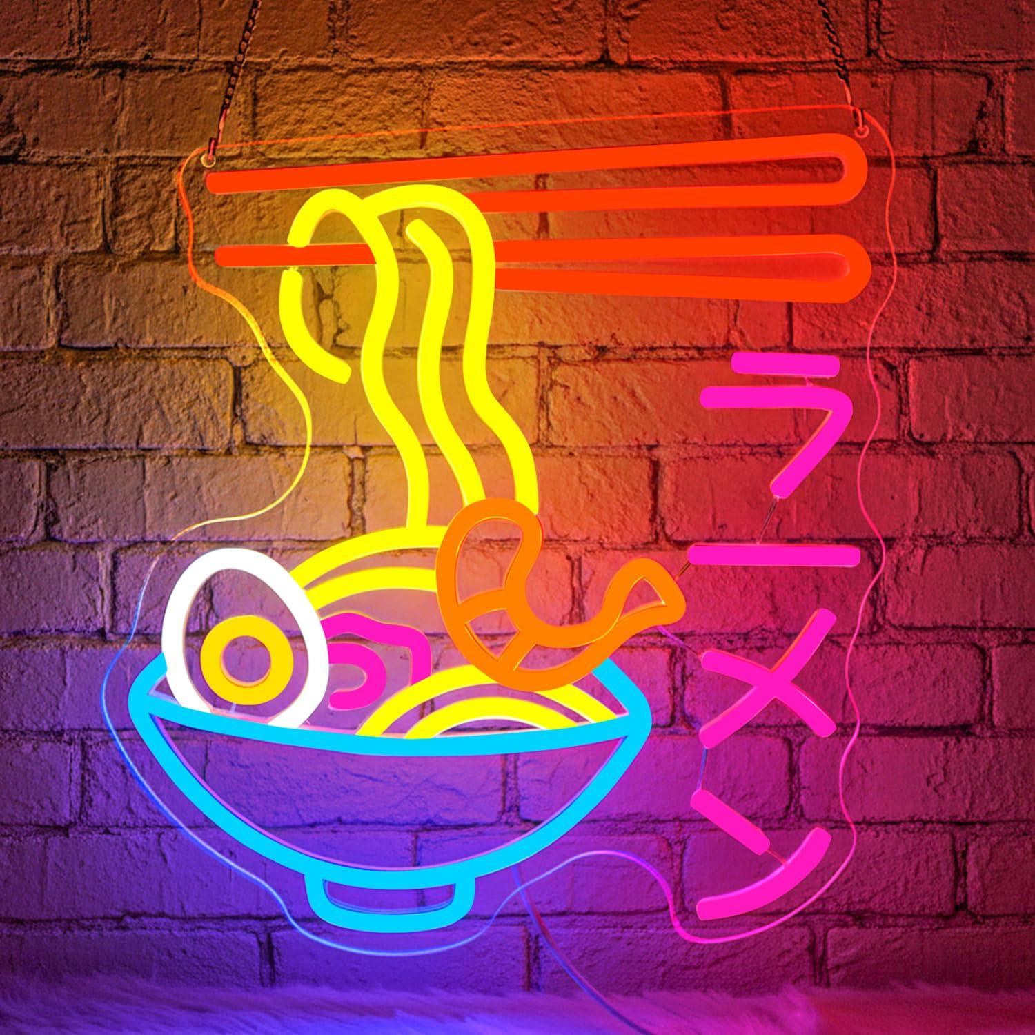 Lighting Decor In Room - ラーメンネオンサイン、日本の麺鉢LEDネオンライト、ラーメン屋、レストラン、アニメルーム、キッチン装飾用のラーメンネオンサイン