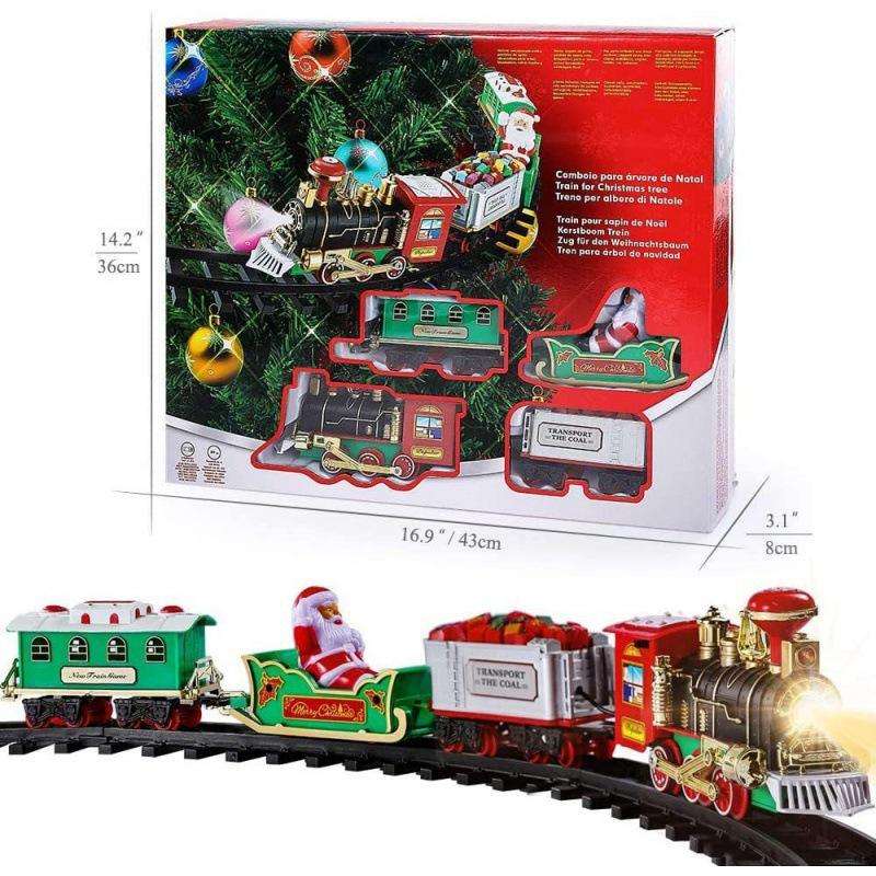 クリスマス電動列車セット（ライト付き）、車両、線路フレーム、 - Lighting Tree Decor のレビューと価格