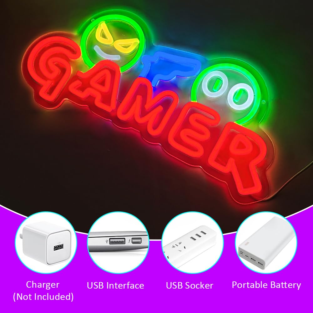 ゲーマー向けネオンサインLEDウォールライト、カスタマイズ可 - Wedding Lighting And Decor のレビューと価格