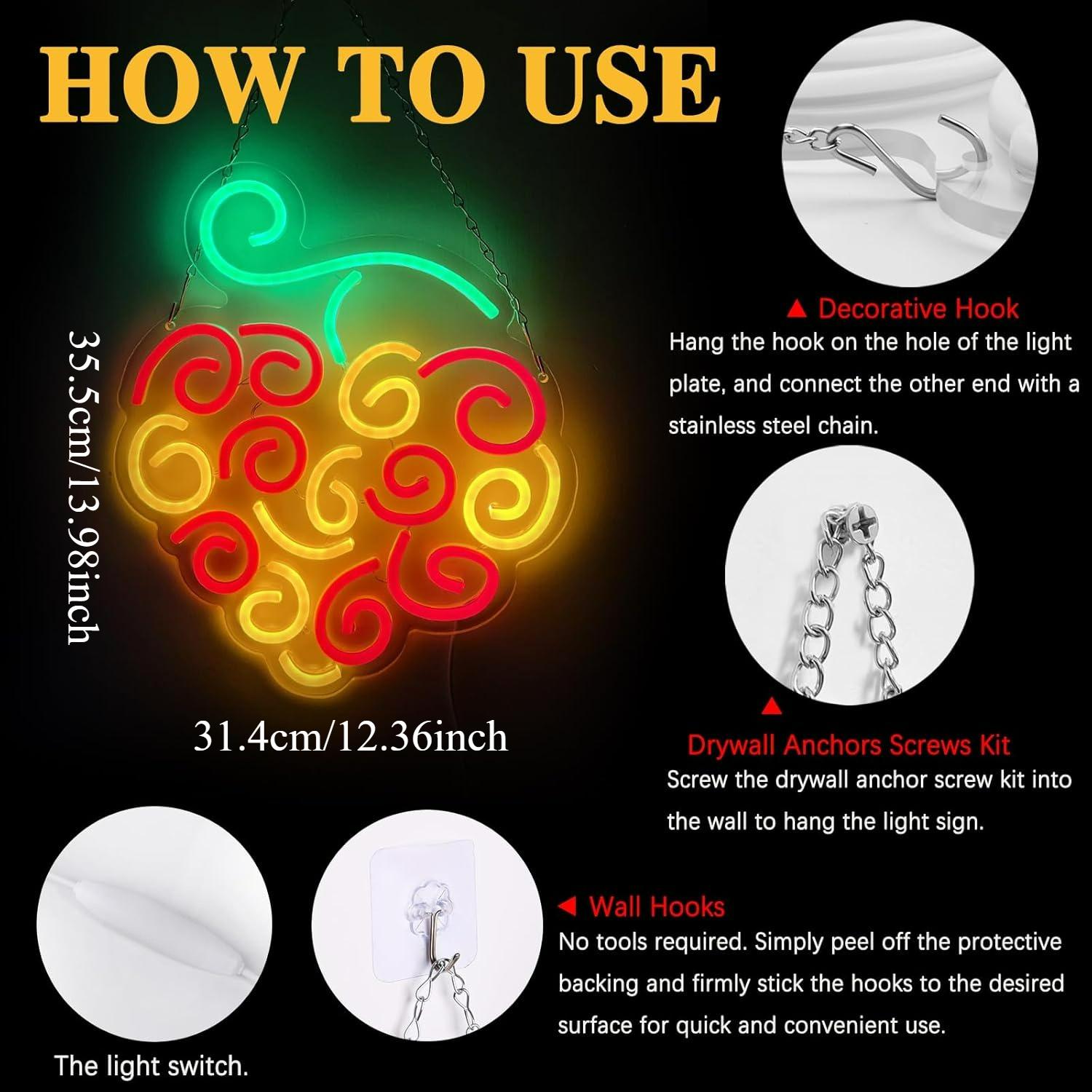 サイバーフルーツネオンサインUSB調光LEDライト寝室子供部 - Lighting Decor In Room のレビューと価格