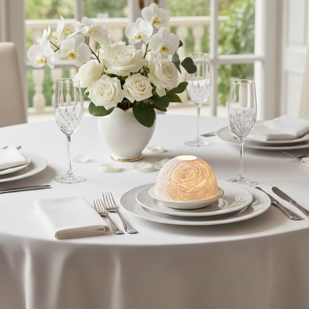 エレガントなローズ柄の磁器製キャンドルホルダー、温かみのある - Wedding Lighting And Decor のレビューと価格