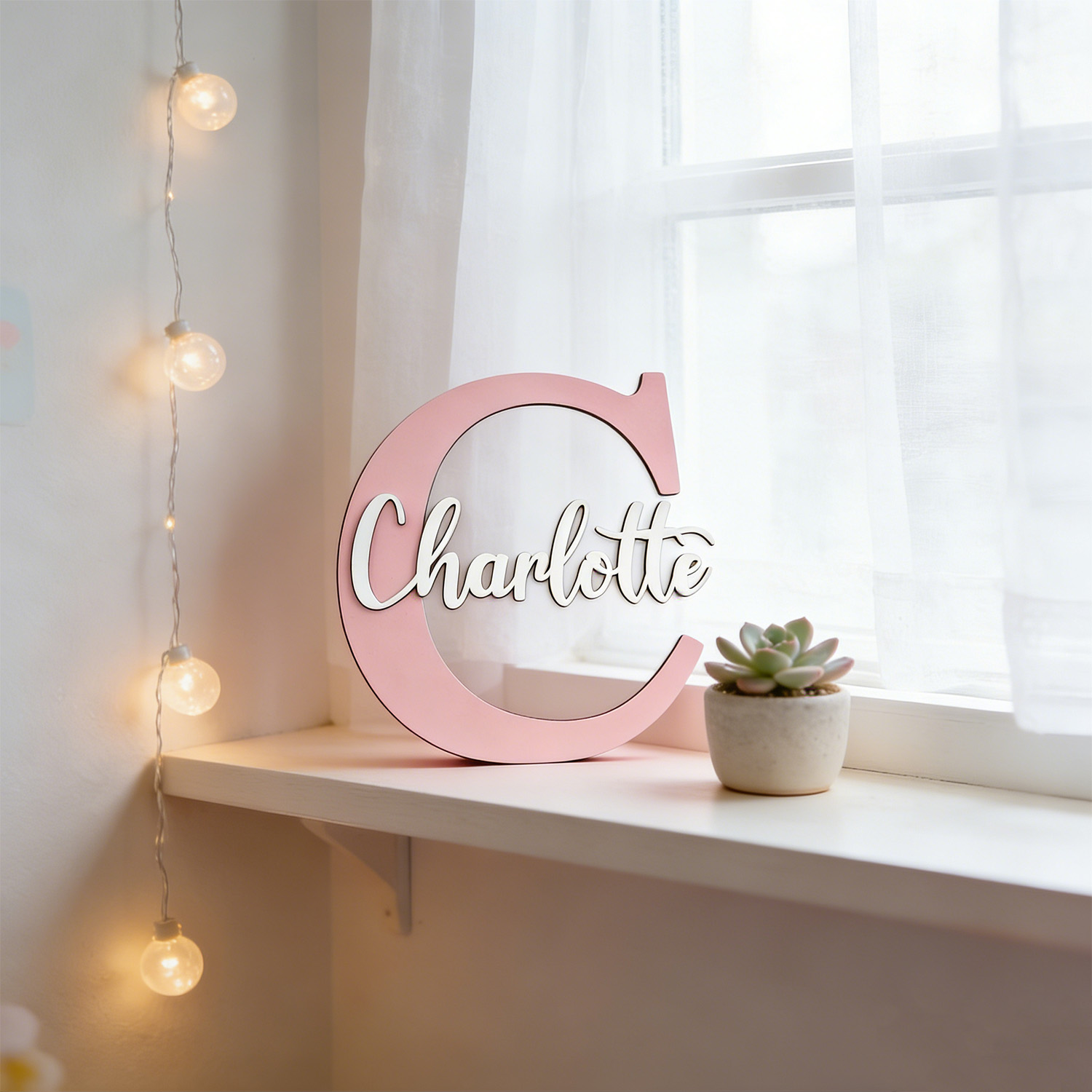 1個入り カスタム2層ライトパープルイニシャルレター木製ネー - Wedding Lighting And Decor のレビューと価格