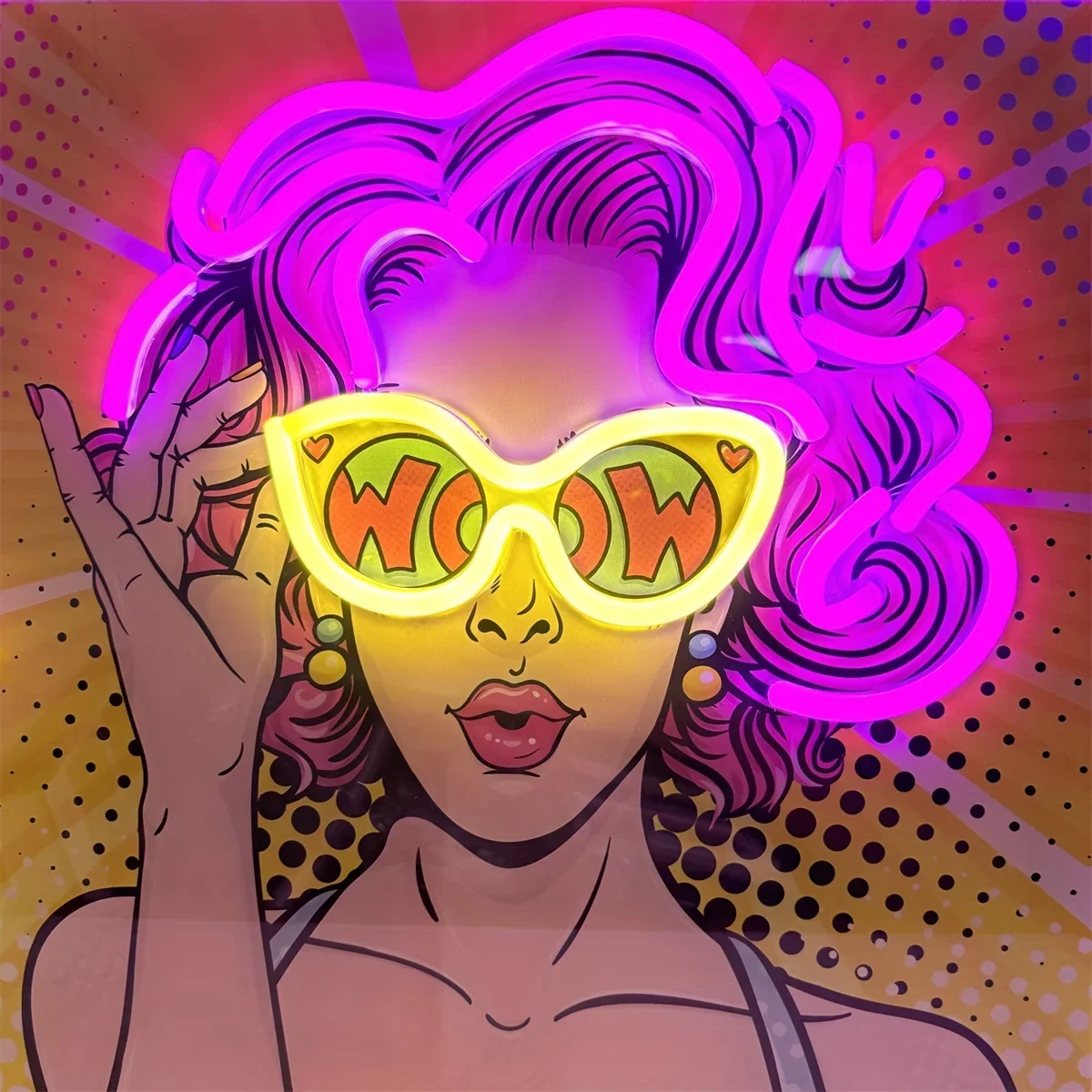 Wow Lady ポップアート LED ネオンサイン USB - Outdoor Lighting Decor Wow のレビューと価格