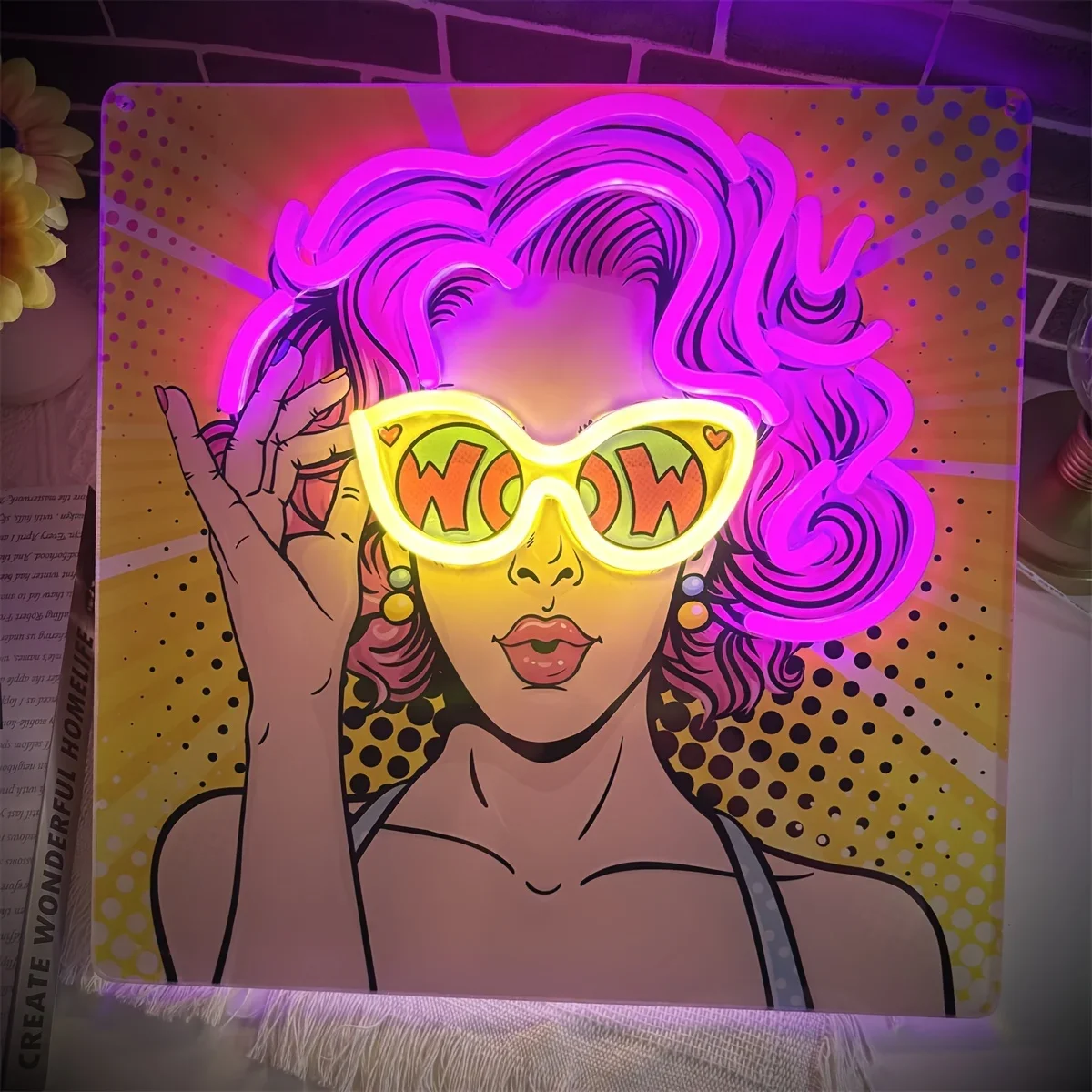 Wow Lady ポップアート LED ネオンサイン USB - Outdoor Lighting Decor Wow のレビューと価格