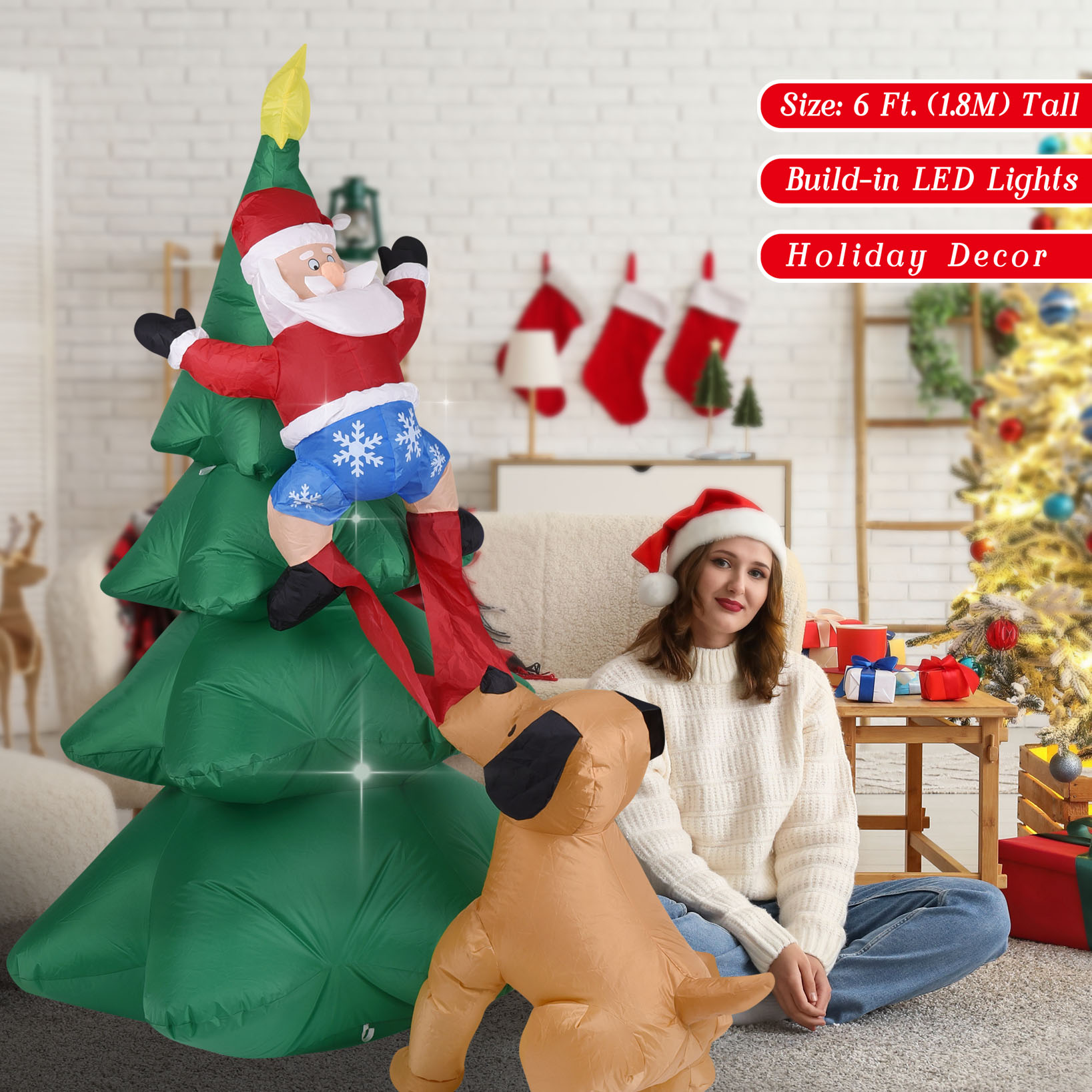 クリスマス インフレータブル ドッグ サンタクロース付き ツ - Lighting Tree Decor のレビューと価格