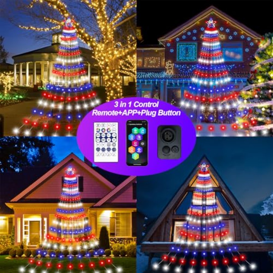 スマートな独立記念日デコレーションライト、18フィートLED - Lighting Tree Decor のレビューと価格