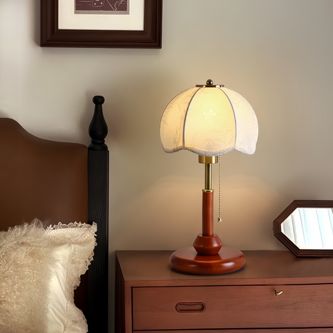 ヴィンテージスカラップドームテーブルランプ寝室ナイトスタンド - Lighting Decoration In Bedroom のレビューと価格