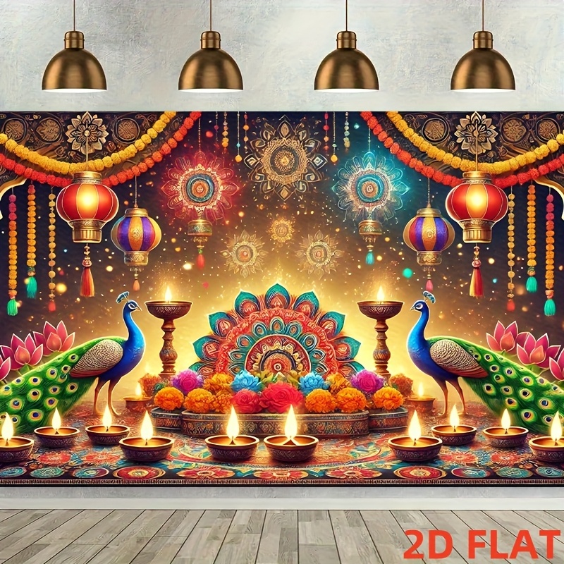 ディワリ孔雀ランタンタペストリー インド祭り装飾 ディヤライ - Lighting Decor For Diwali のレビューと価格