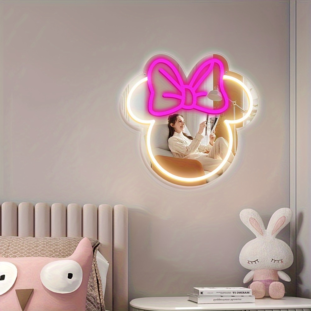 ディズニー ミニーマウス LED ネオンサイン ピンクのリボ - Lighting Decor For Diwali のレビューと価格
