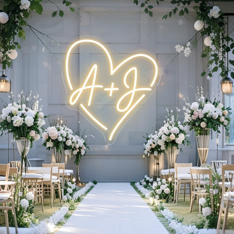 カスタムイニシャルハートLEDネオンサイン、結婚式パーティー - Wedding Lighting And Decor のレビューと価格