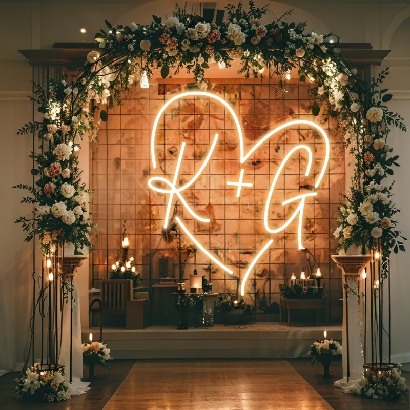 カスタムイニシャルハートLEDネオンサイン、結婚式パーティー - Wedding Lighting And Decor のレビューと価格