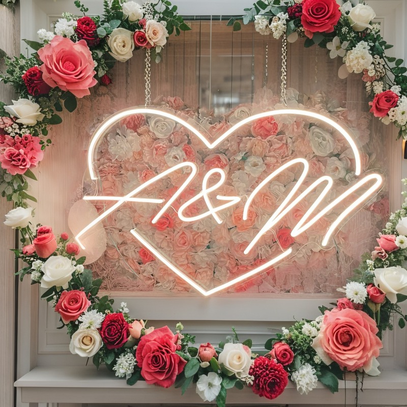 カスタムイニシャルハートLEDネオンサイン、結婚式パーティー - Wedding Lighting And Decor のレビューと価格