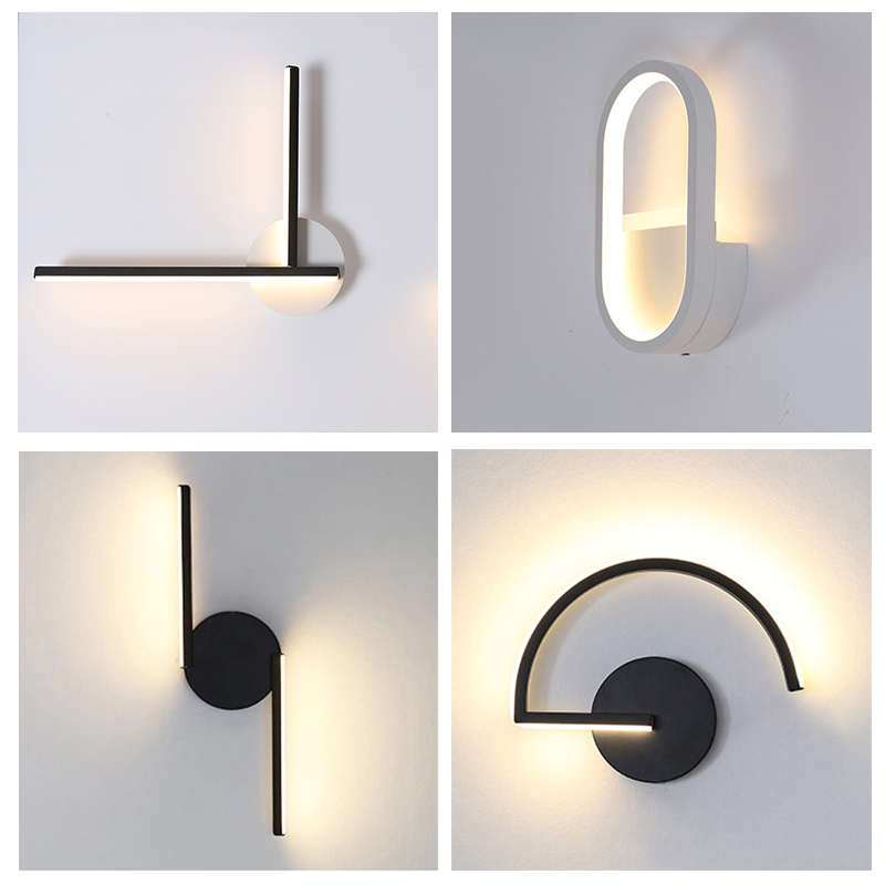 モダンな北欧LEDウォールランプ、ミニマリストブラック幾何学 - Lighting Decoration In Bedroom のレビューと価格