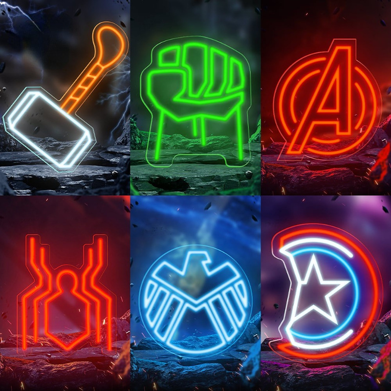 マーベルアベンジャーズスーパーヒーローネオンライト、家庭用バ - Lighting Decor For Diwali のレビューと価格