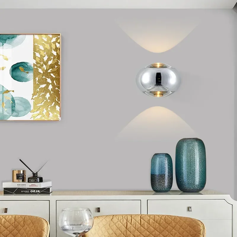 北欧デザイナーモダンアートアルミガラス LED ウォールラン - Foyer Lighting Wall Decor のレビューと価格