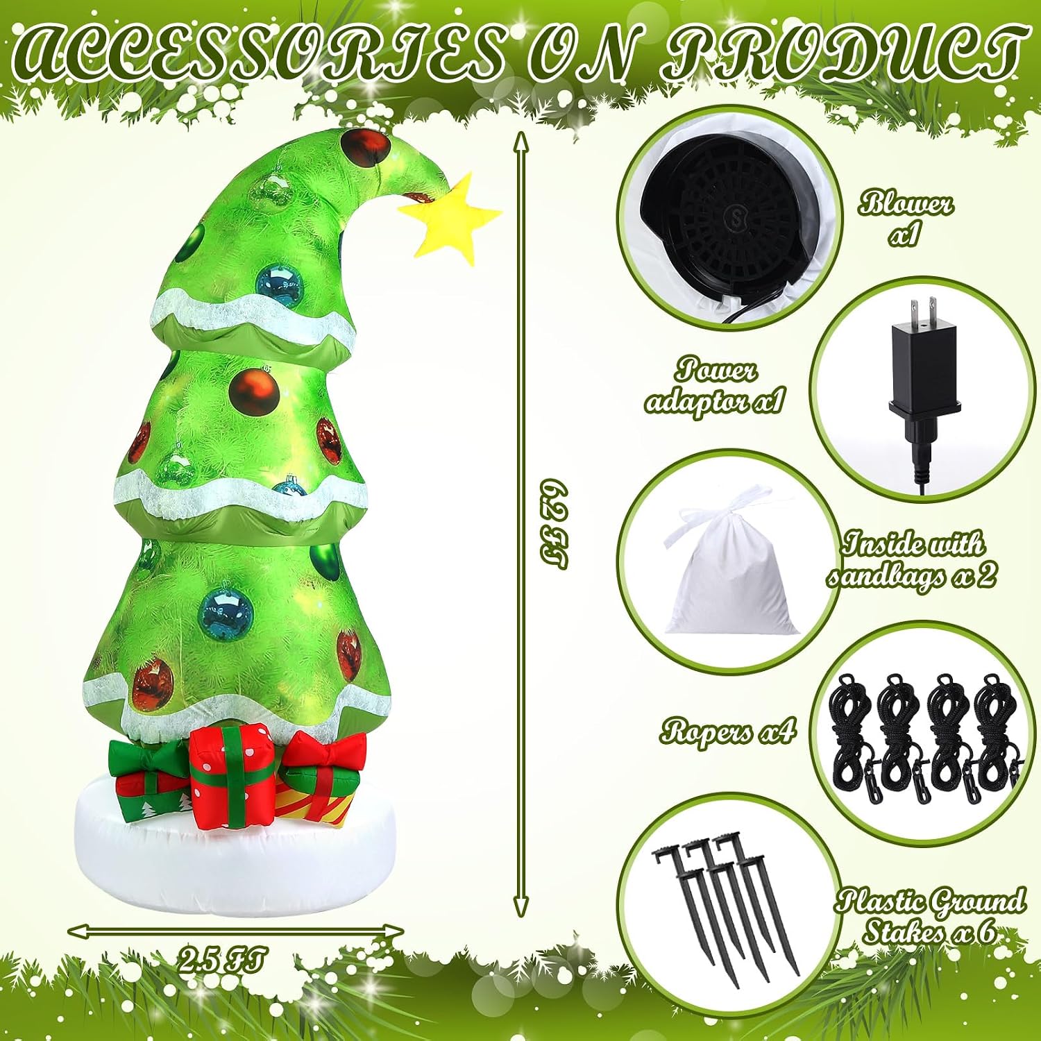 6.9フィートのクリスマス屋外用インフレータブル装飾サイン、 - Lighting Tree Decor のレビューと価格