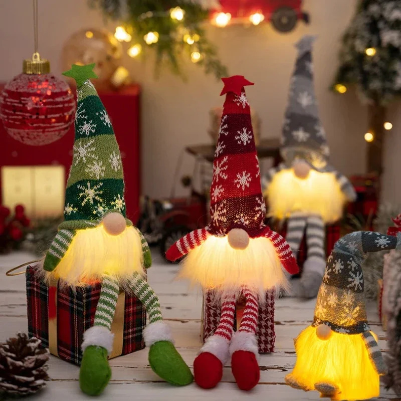 クリスマス顔のない人形ノームオーナメント LEDライトぬいぐ - Lighting Tree Decor のレビューと価格