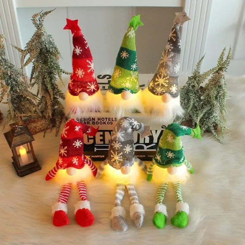 クリスマス顔のない人形ノームオーナメント LEDライトぬいぐ - Lighting Tree Decor のレビューと価格
