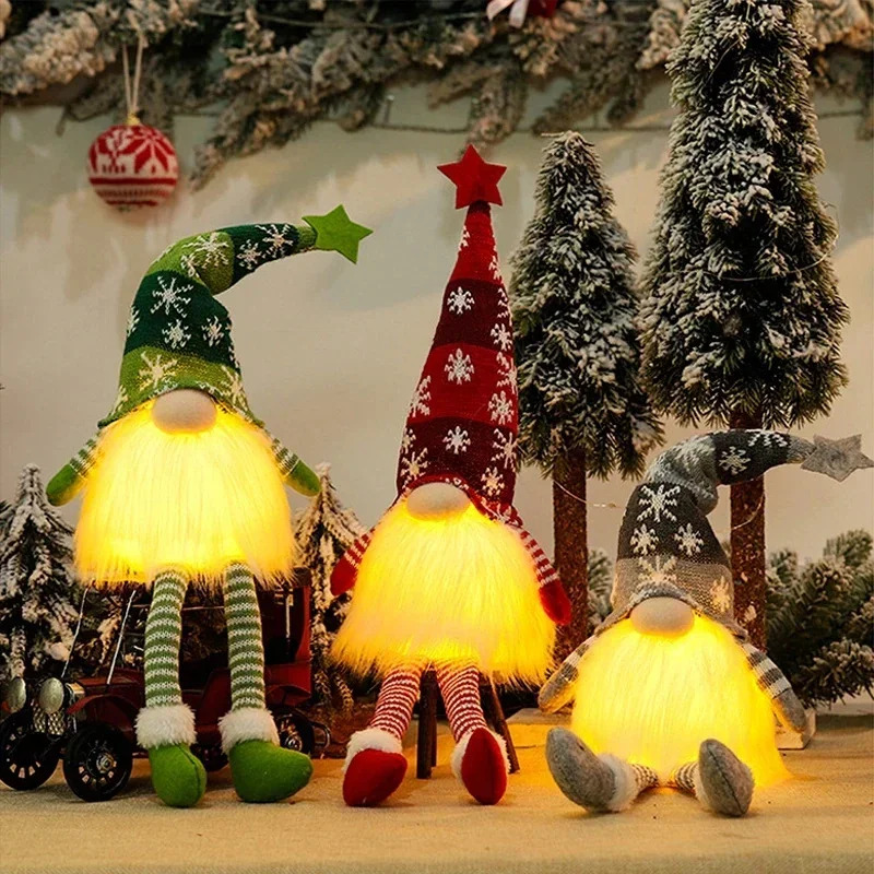 クリスマス顔のない人形ノームオーナメント LEDライトぬいぐ - Lighting Tree Decor のレビューと価格