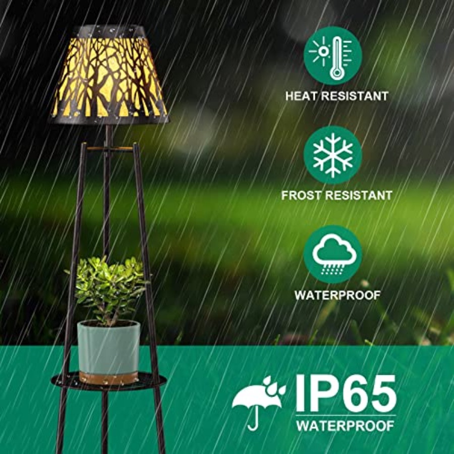 2パック屋外ソーラーフロアランプ、植物スタンド付き、防水メタ - Decor Lighting Floor Lamps のレビューと価格