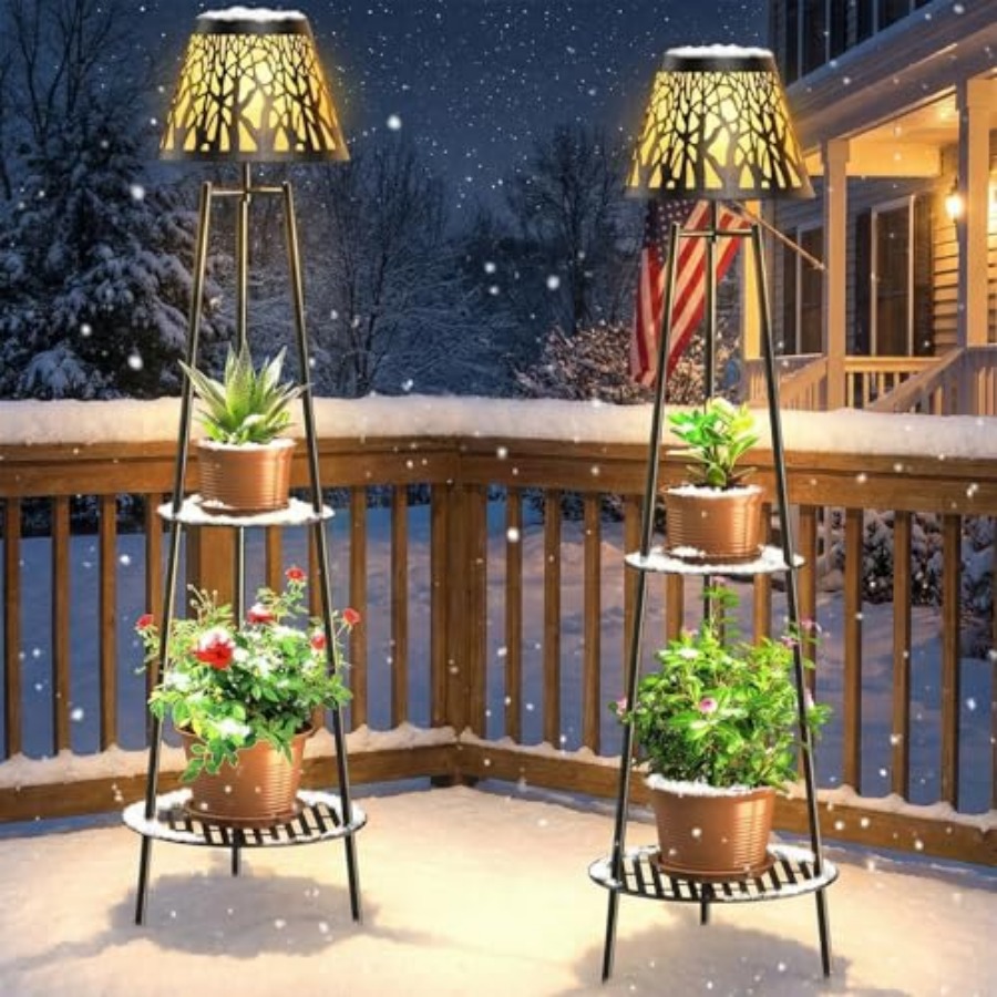 2パック屋外ソーラーフロアランプ、植物スタンド付き、防水メタ - Decor Lighting Floor Lamps のレビューと価格
