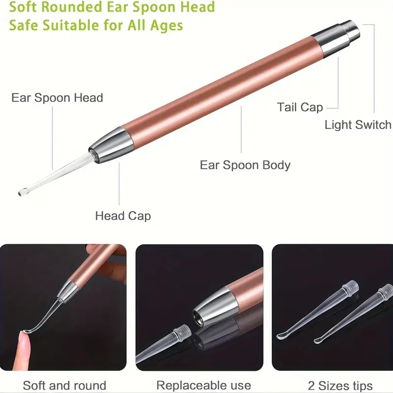 ステンレス製の光る耳かき、ライト付き耳掃除ツール、便利な耳か - Lighting Visual のレビューと価格