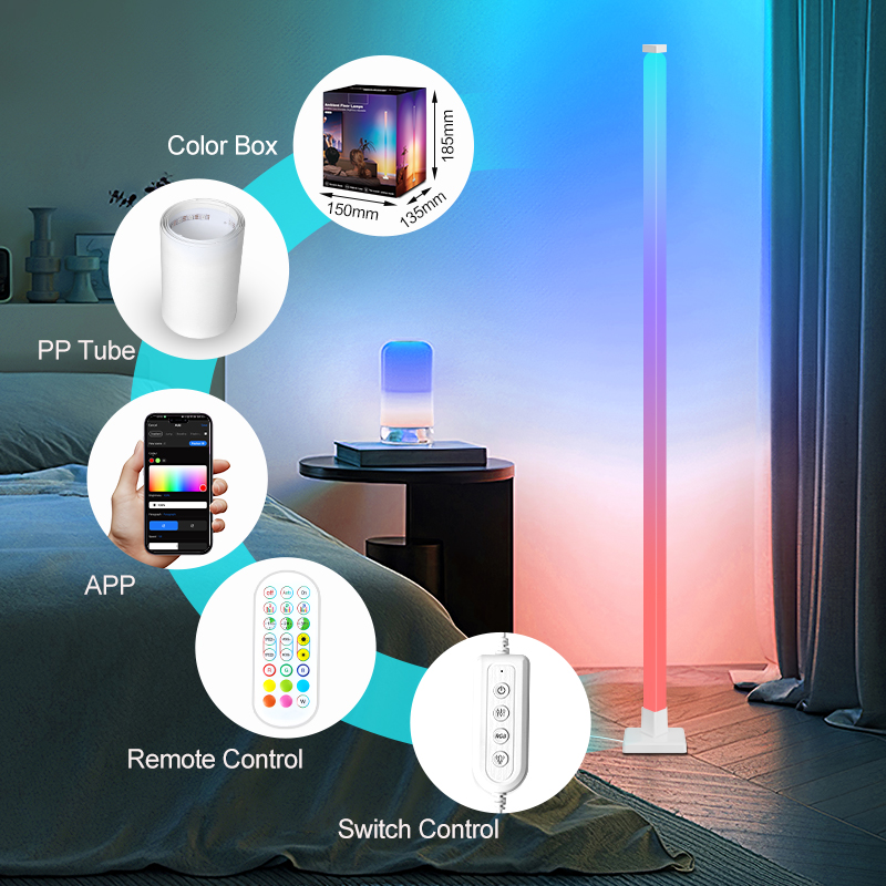 RGB調光スマートスタンディングLEDフロアランプ、モダン装 - Decor Lighting Floor Lamps のレビューと価格