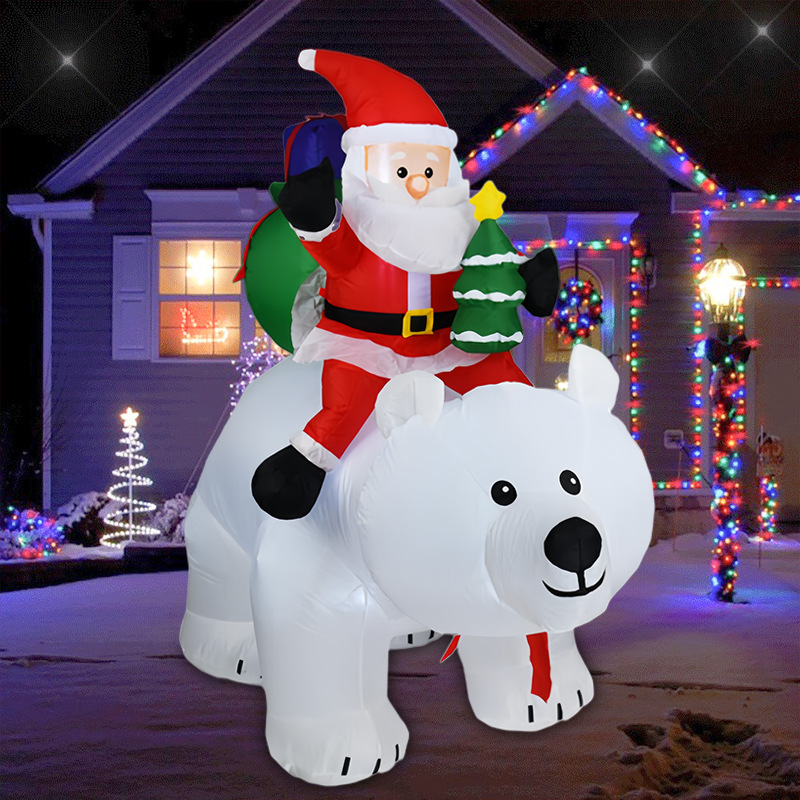 クリスマス インフレータブル サンタクロース ホッキョクグマ - Lighting Tree Decor のレビューと価格