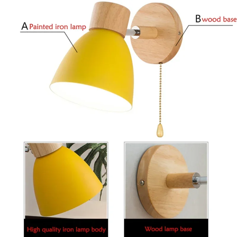寝室用スコンス ノルディックウォールランプ 木製 リビングル - Foyer Lighting Wall Decor のレビューと価格