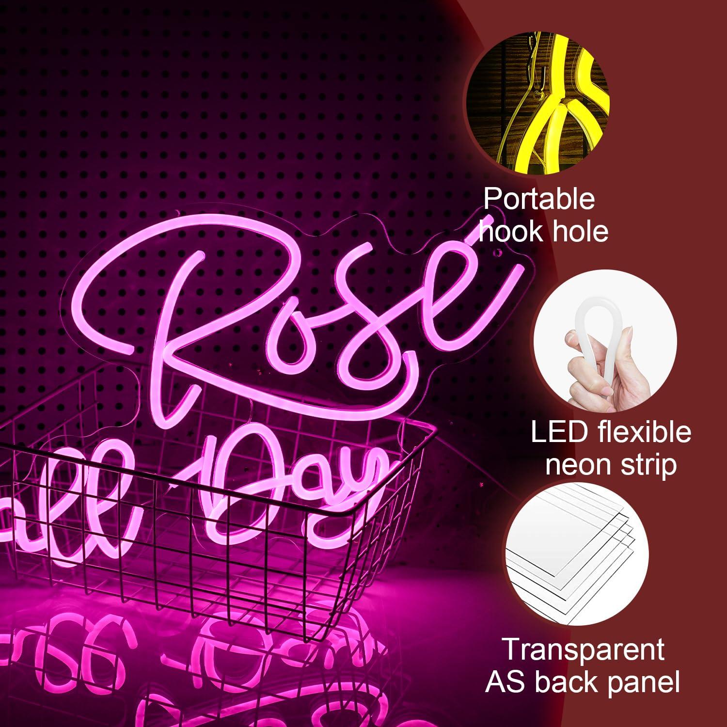 ローズオールデイネオンサイン調光可能なLEDネオンライト寝室 - Wedding Lighting And Decor のレビューと価格