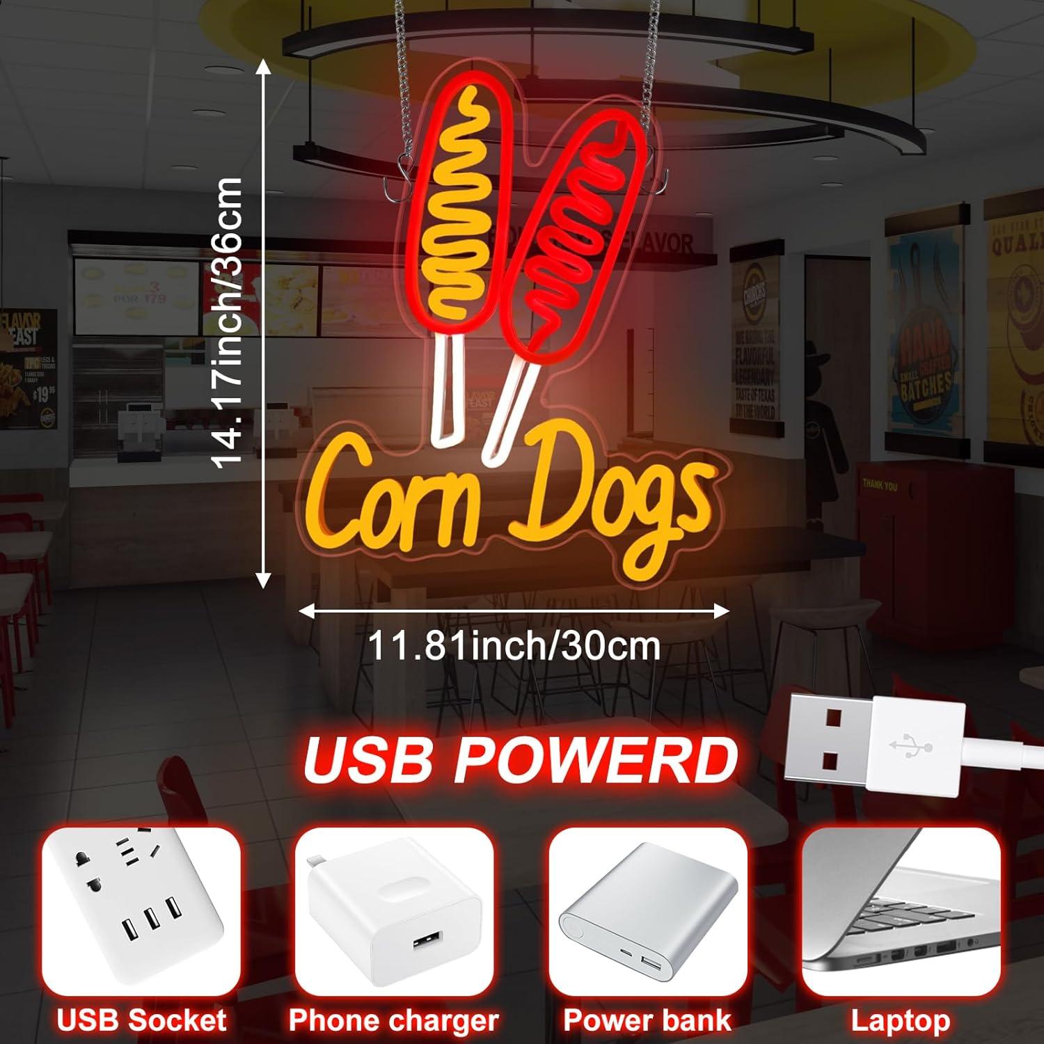 コーンドッグネオンサインスナックUSB調光LEDネオンライト - Wedding Lighting And Decor のレビューと価格